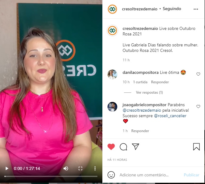 Cresol Treze de Maio realiza live do Outubro Rosa
