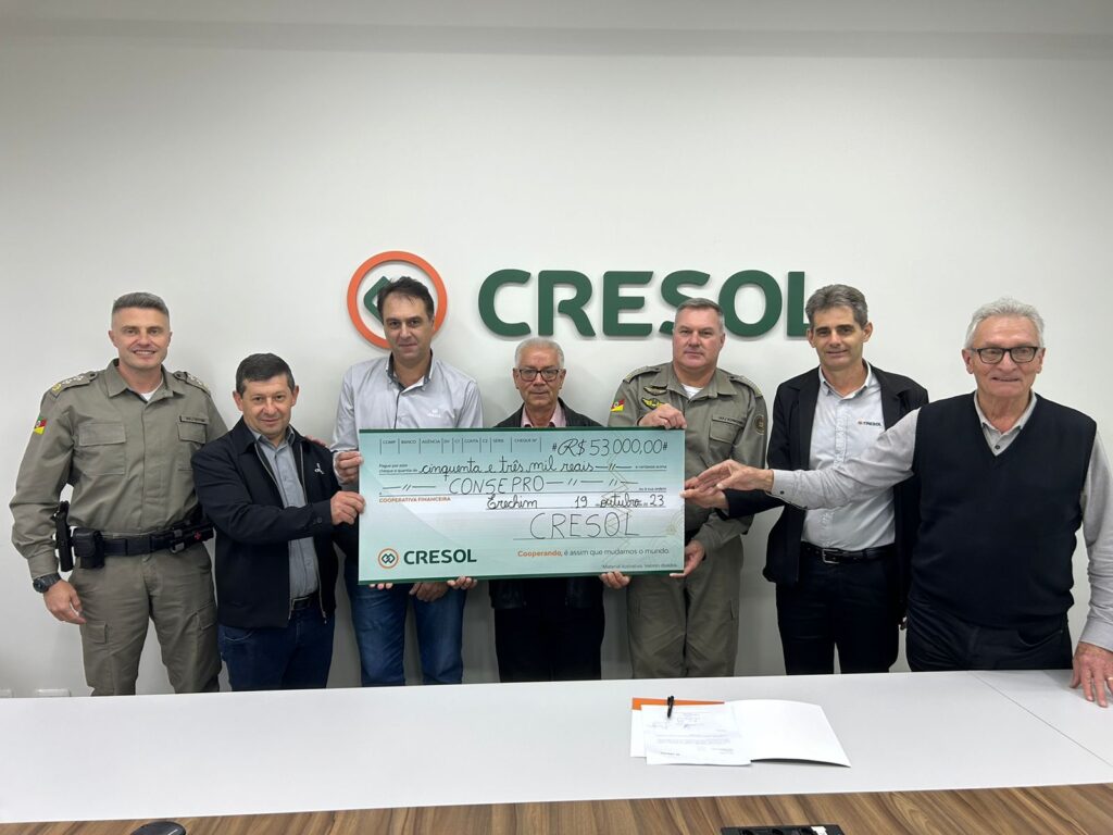 Momento do repasse da Cresol ao CONSEPRO 3 - Cresol anuncia repasse à segurança pública de Erechim (RS)