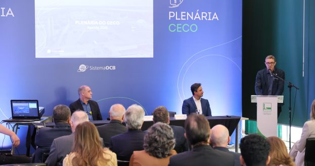 Cledir Magri, na posse da coordenação do conselho.
Imagem: Sistema OCB.